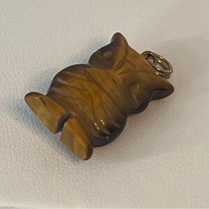 Tiger's Eye Carved Owl Pendant for Necklace